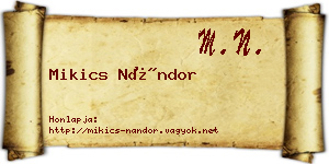 Mikics Nándor névjegykártya